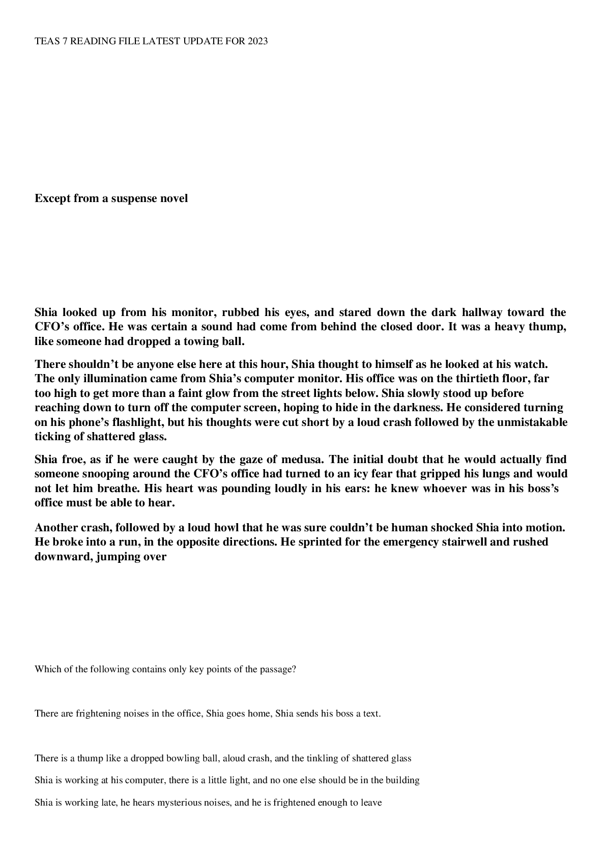 Preview image for TEAS 7 READING FILE  LATEST UPDATE FOR  